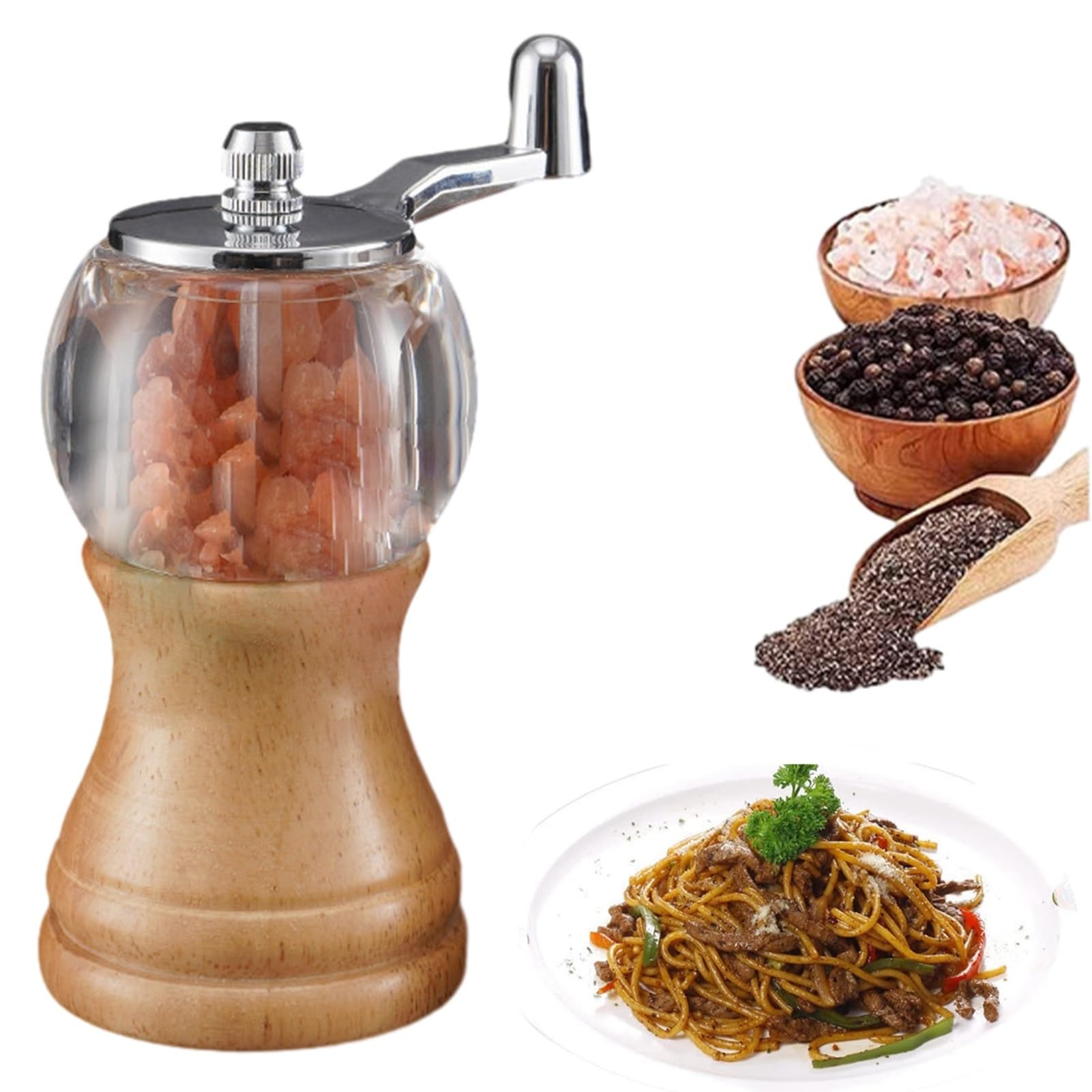 Młynek do pieprzu lub młynek do soli, ręczny przenośny młynek do pieprzu, kuchenny, stal nierdzewna, młynek do soli, regulowana grubość, młynek do przypraw, ręczny młynek do pieprzu