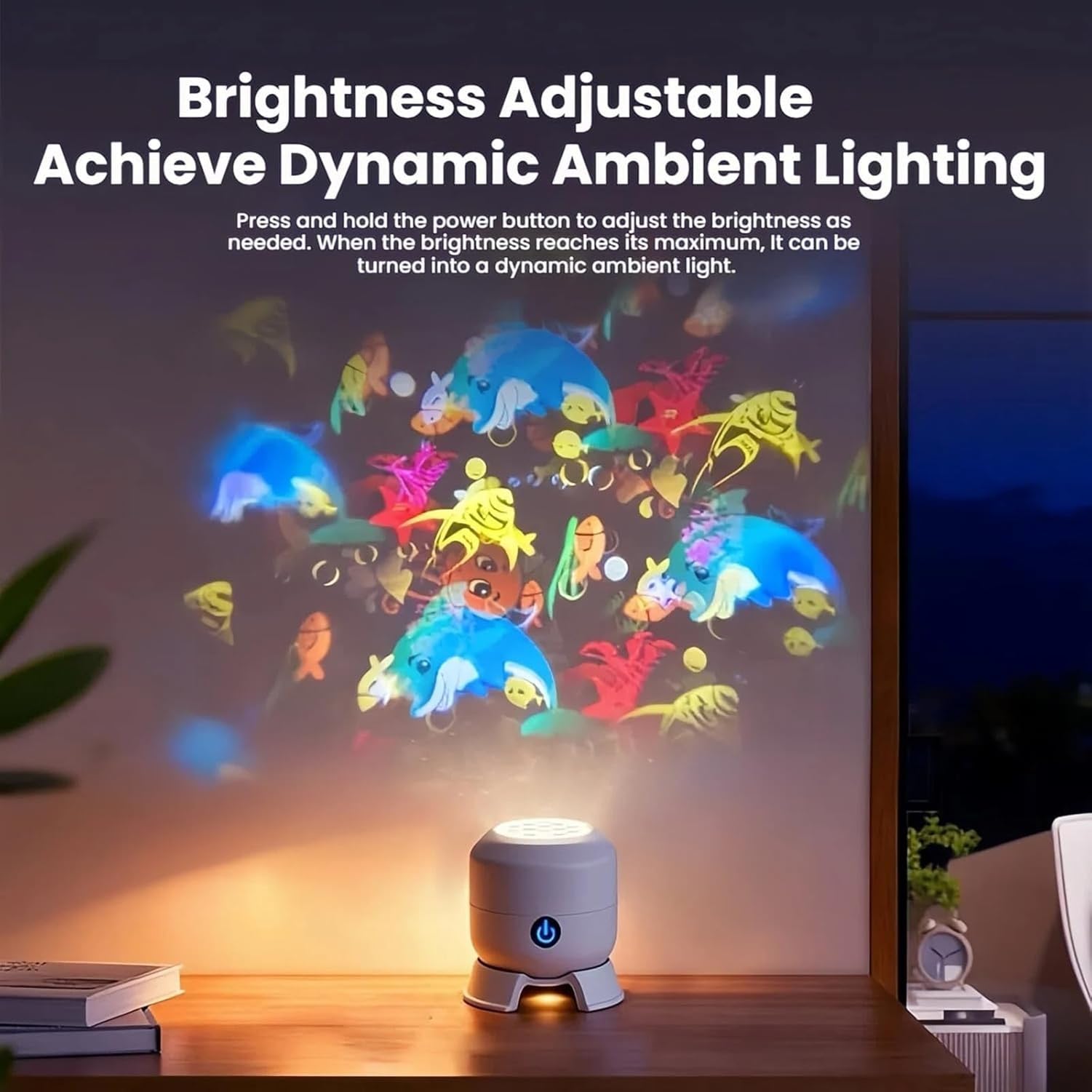 Dynamic Rotating LED Projector Light, USB Rechargeable LED Projector, Snowflake/Christmas/Oceans Dynamic Patterns, 360° Rotating Ocean Night Light Projector for Bedroom, Room Decor (Ocean) — view 5