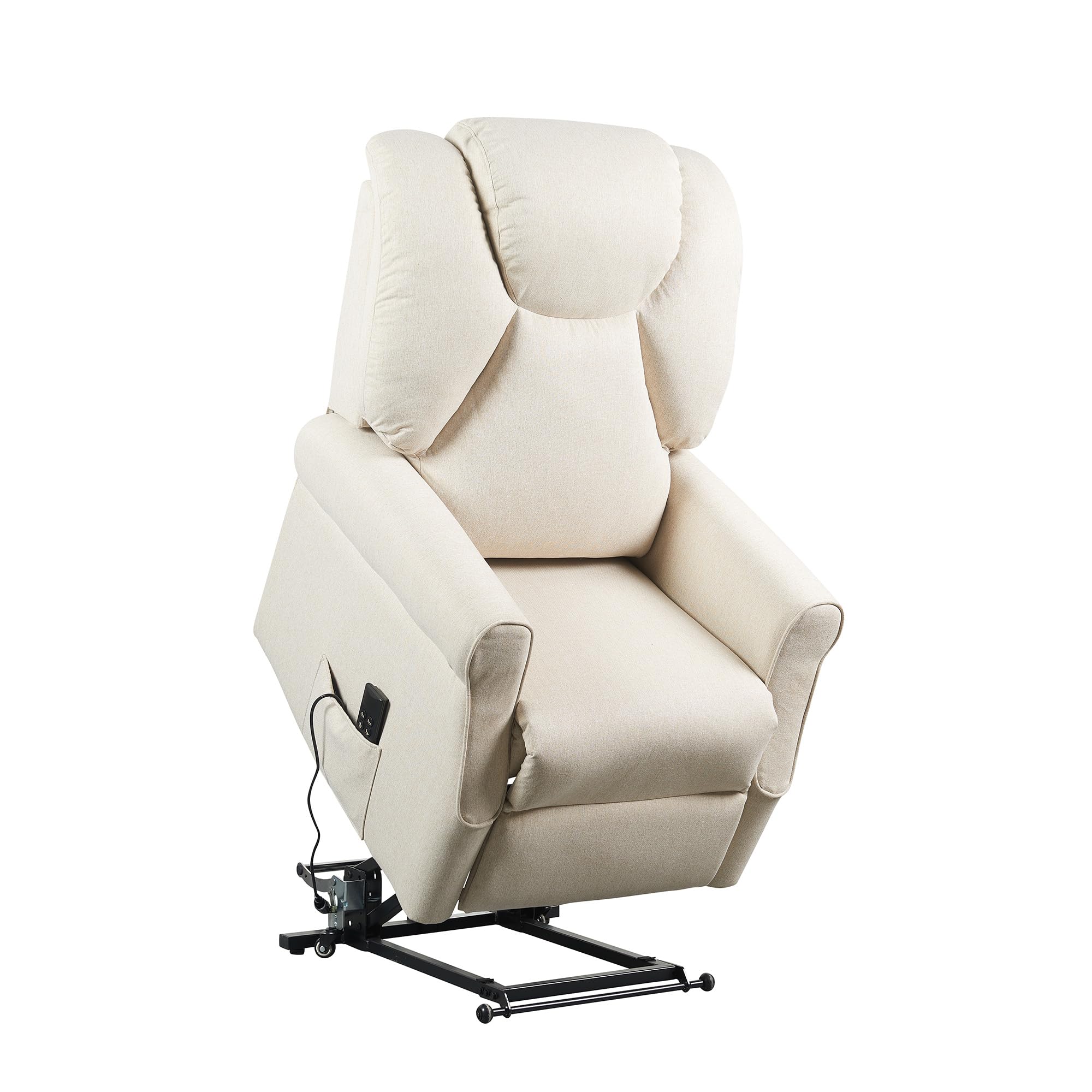 POLTRONE ITALIA Poltrona Relax Alzapersona Zero Gravity 2 motori reclinazione indipendente schienale pediera Carrello retrattile per spostamento utente antimacchia anziani soffice Beige