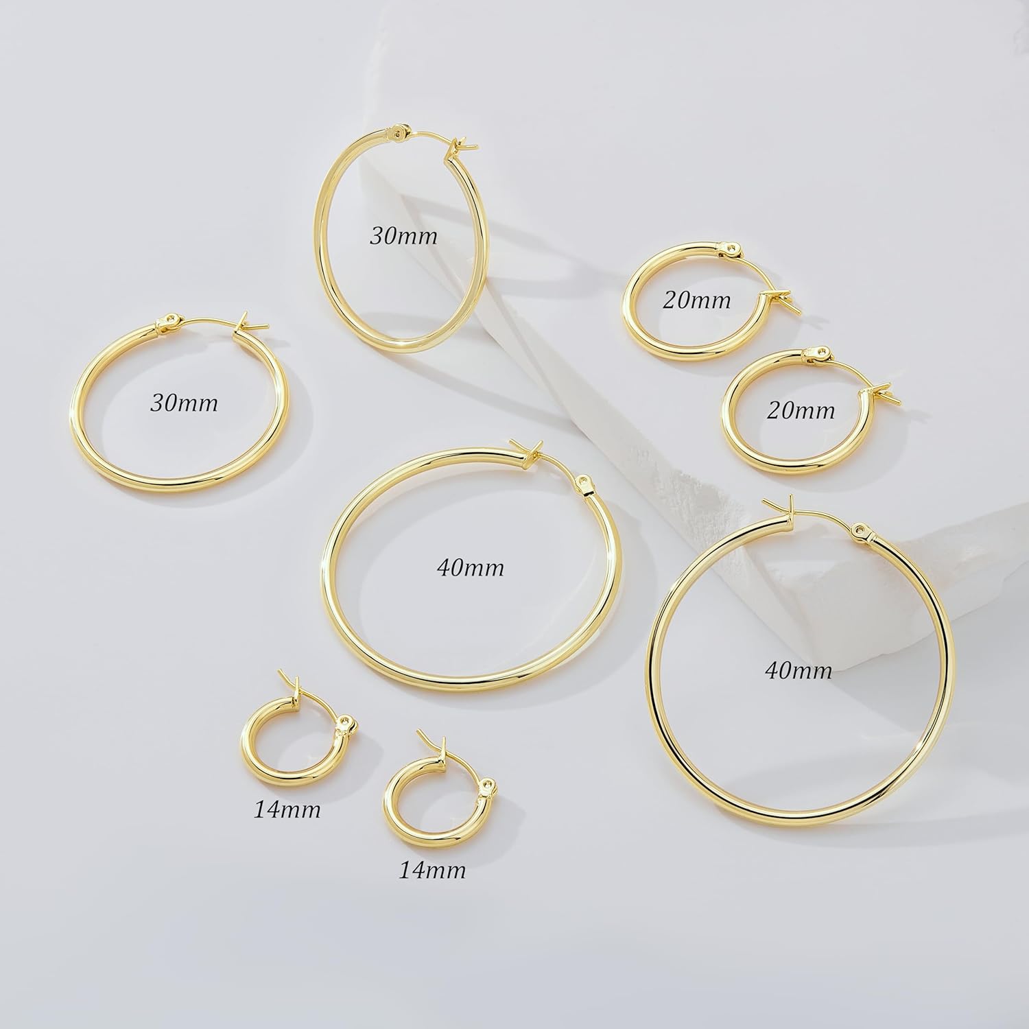 Gokeey Gold Hoop Earrings Set for Women,14k Gold Plated Gold Hoops with Sterling Silver Post Hypoallergenic Thin Hoop Gold Earrings for Girls Trendy Jewelry Gifts - Image 6