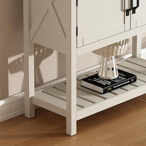 Miniatura 6 de ChooChoo Mesa consola de granja, mesa de entrada con estante de almacenamiento, gabinete de barra de café, aparador estrecho de buffet para cocina,