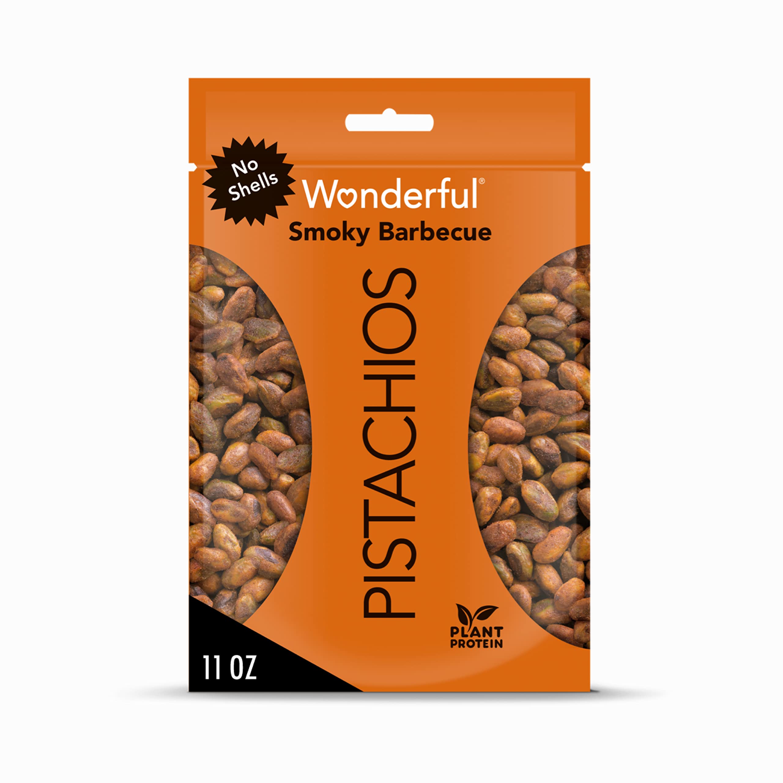 Wonderful Pistachios No Shells, Smoky Barbecue Flavored Nuts, 11 Ounce Resealable Bag, Protein Snacks, Gluten Free, Healthy Food