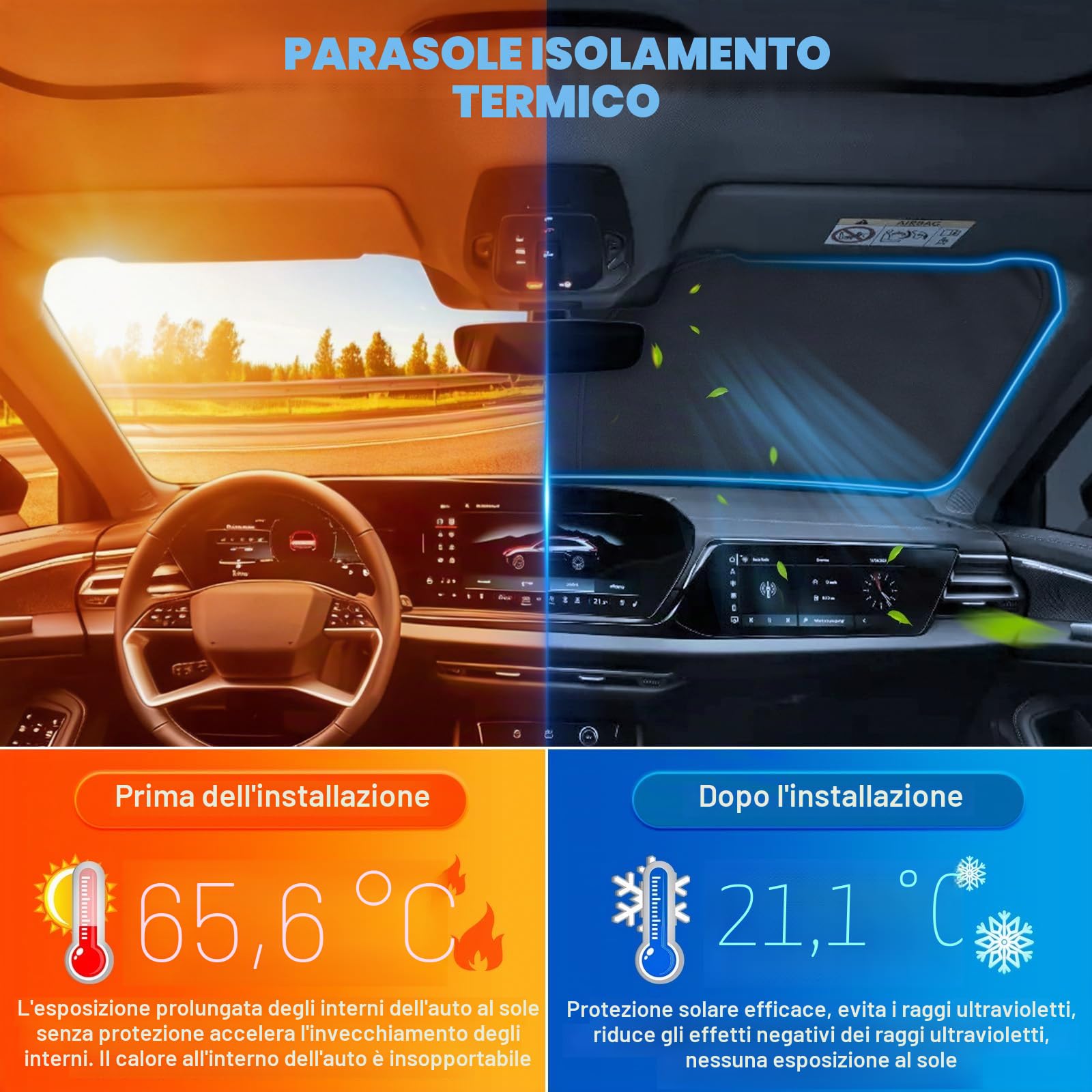 Copertura del Parabrezza Dell'auto Sostituzione per Citroen C4 Picasso 2013-2022, Parasole per Parabrezza per Auto all'interno Pieghevole, Protezione Antipolvere Riflettente UV