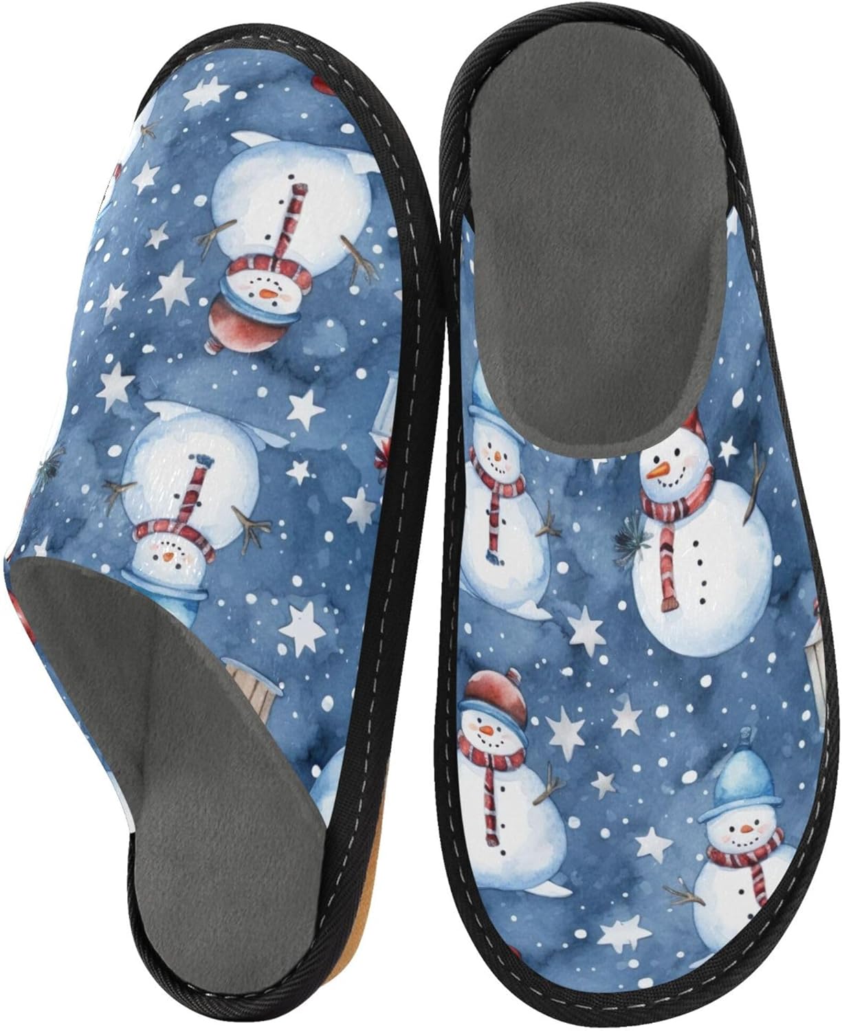 Christmas Xmas Snowman House Slippers – Cozy Fuzzy Slippers for Guests, Washable & Disposable, Perfect for Shoeless Home, Spa & Hotel Use A110590