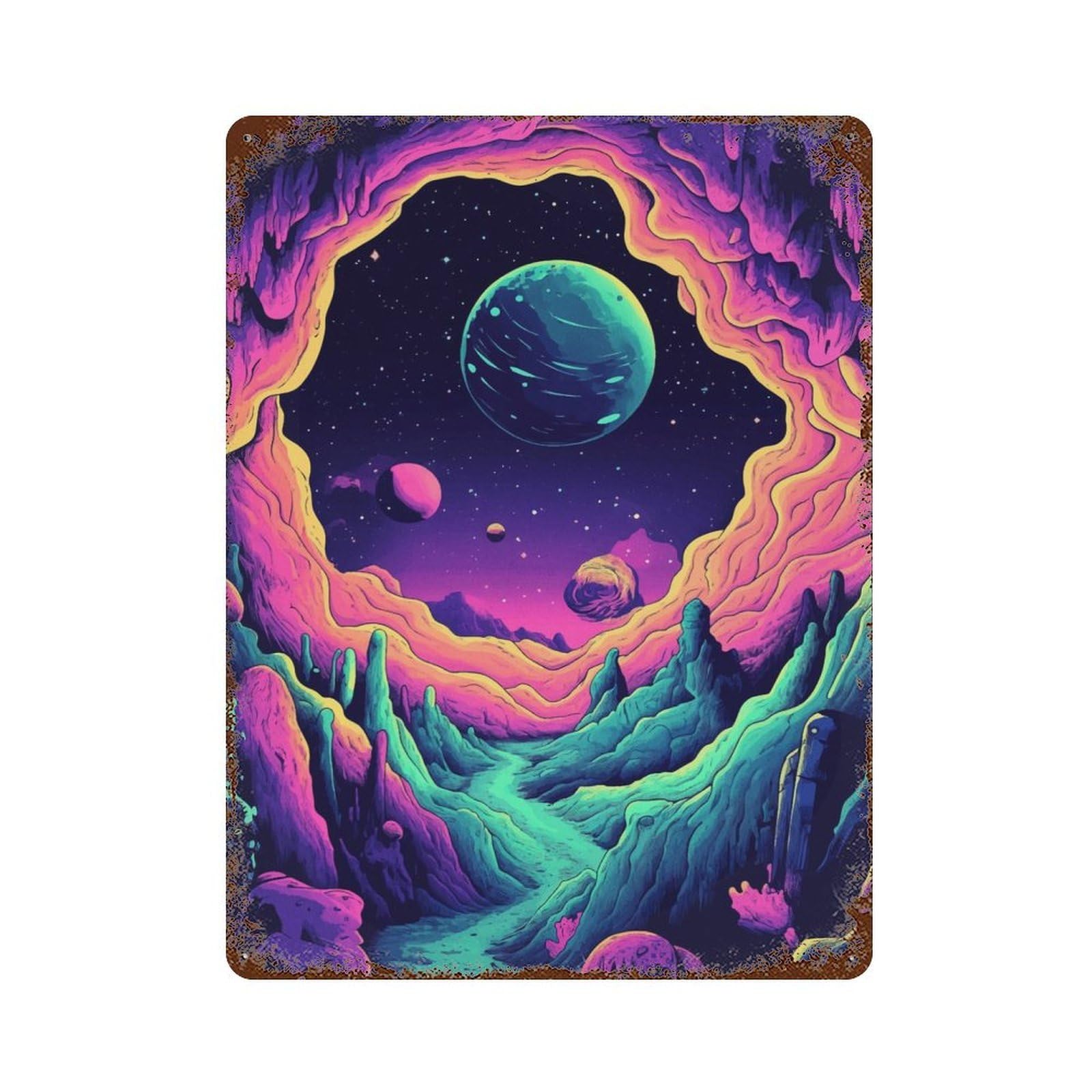 Cosmic Canyon Vintage Rust Metal Sign 15.7"x11.8", Classic Wall Plaque for Basement, Hobby Room And Garage Decor