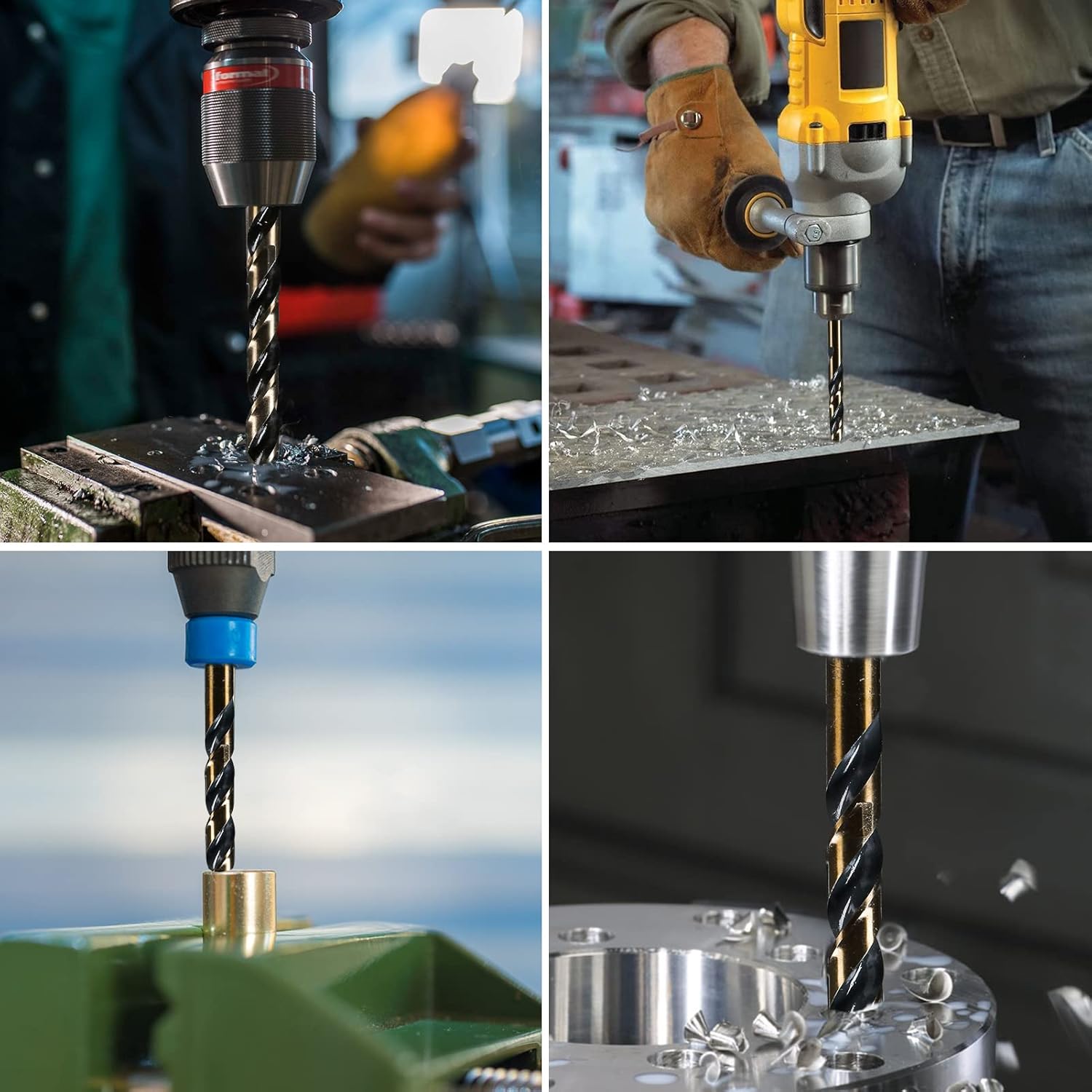 29Pcs Drill Bit Set, 135 Degree Tip High Speed Steel with Black and Gold Finish, Stainless Steel, Plastic and Wood with Metal Indexed Storage Case 1/16"-1/2" (29pcs Black and Gold)