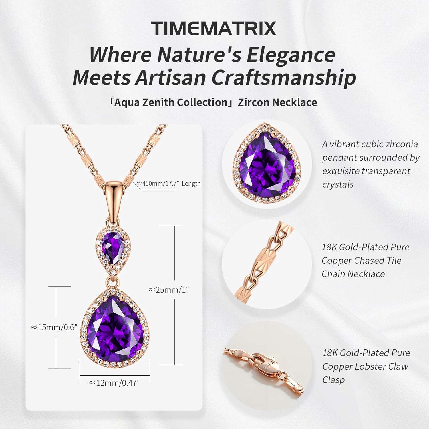 Blue/Green/Red/Purple/White Waterdrop Cubic Zirconia Gamstone Pendant Necklace for Women for Gift. - Image 5