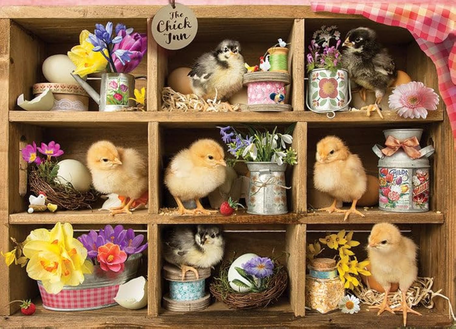 Cobble Hill 1000 Piece Puzzle - Chick Inn - Sample Poster Included, Earthy and Vibrant Shades, 1000 pieces, 26.625" x 19.25"