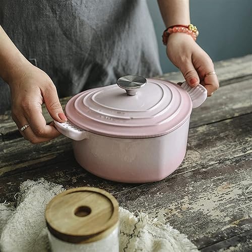 Miniatura 2 de BIENKA  Olla de sopa de hierro fundido esmaltado en forma de flor en forma de corazón olla de sopa para guisar sartén para estofar olla esmaltada