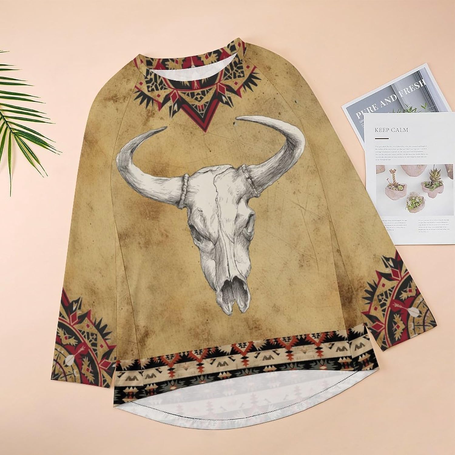 Long Sleeve Shirts for Women Aztec Pullover TopsAmerican Clothing Fall Comfy Fashion Boho Tops for Women - Image 3