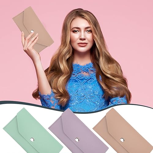 Miniatura 6 de 3 Piezas Bolsas de Sobres de Dinero en Efectivo, Pletpet Bolsa de Dinero de Cuero PU Cartera de Efectivo Sobre Reutilizable de Presupuesto para