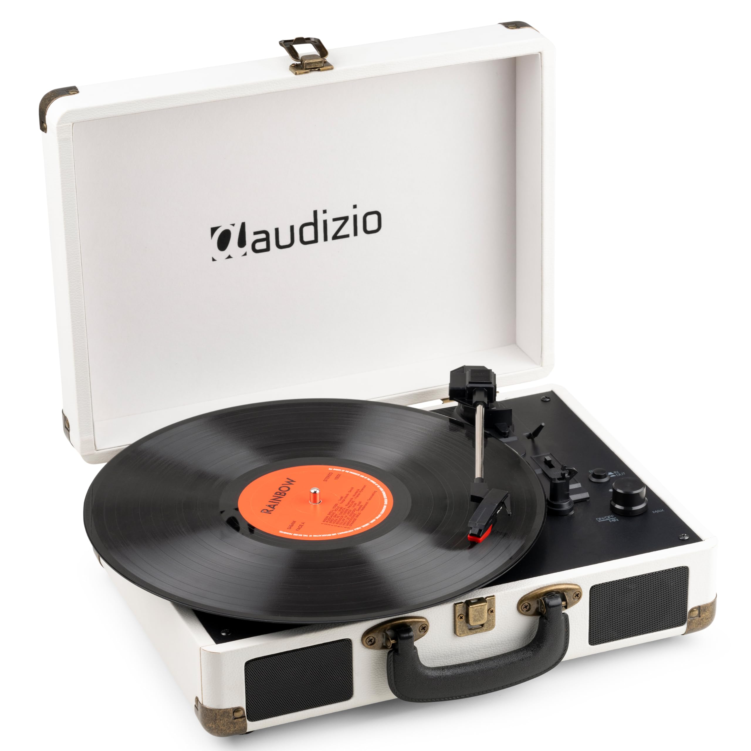 Audizio RP116CR Tocadiscos de Vinilo Retro en Maletín Color Crema con Bluetooth In/out, Altavoz Integrado, USB para Codificación MP3 y 3 Velocidades – Ideal para Casa, Regalo o Estilo Vintage Musical