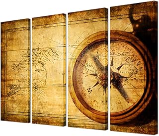 Nautical Wall Art Navigation Painting Overall Size 32x48 Inch Vintage Wo...
