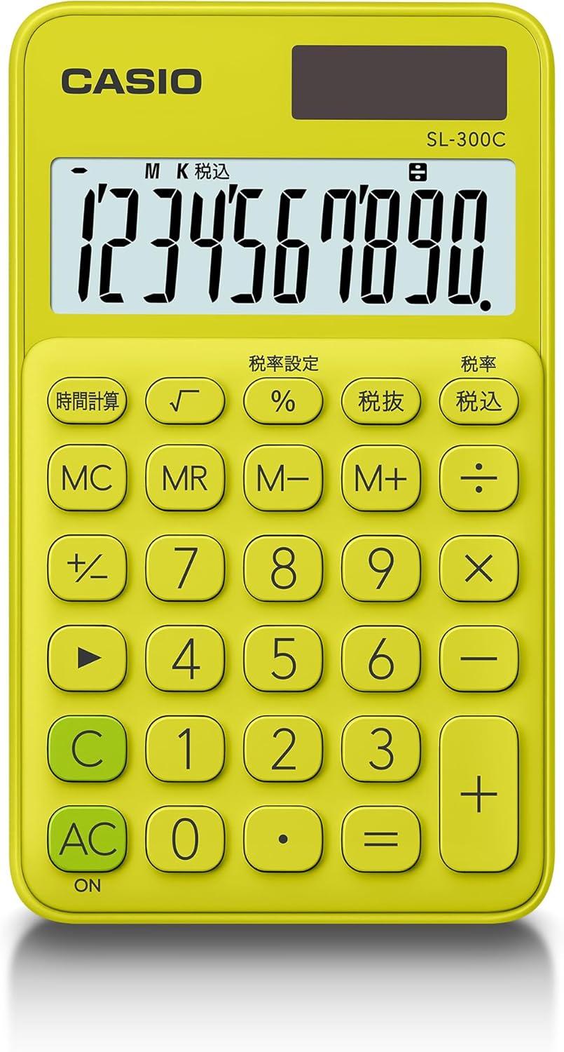 Casio SL-300C-YG-N Colorful Calculator Lime Green 10 Digits Notebook Type