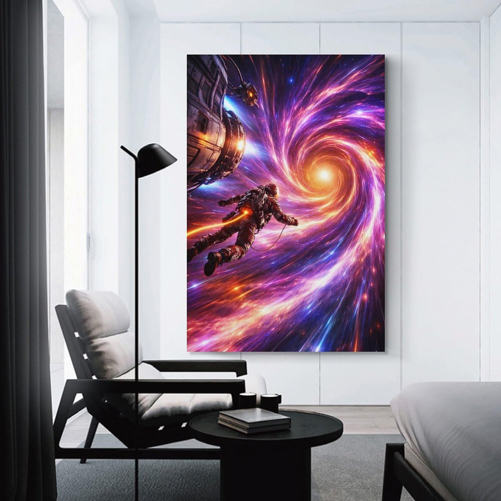 Junmoney Astronaut Entering A Cosmic Wormhole Hanging Wall Art, 08x12inch(20x30cm), for New Homes, Bedrooms Or Workspaces, Thoughtful Wall Decor for Art Lovers