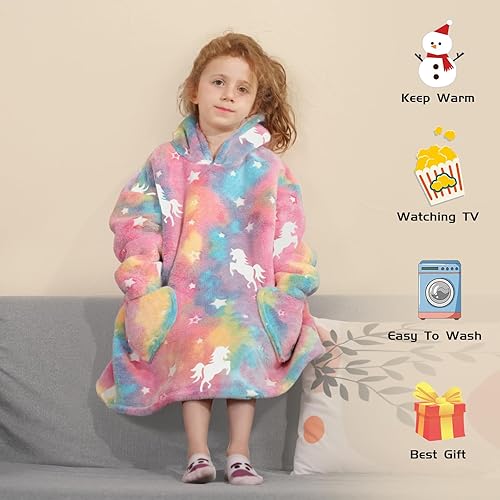 Miniatura 97 de Wearable Blanket Hoodie for Kids Oversized Sherpa Blanket Hoodie for Kids Boys Girls Teens 6-13YR,Navy Shark