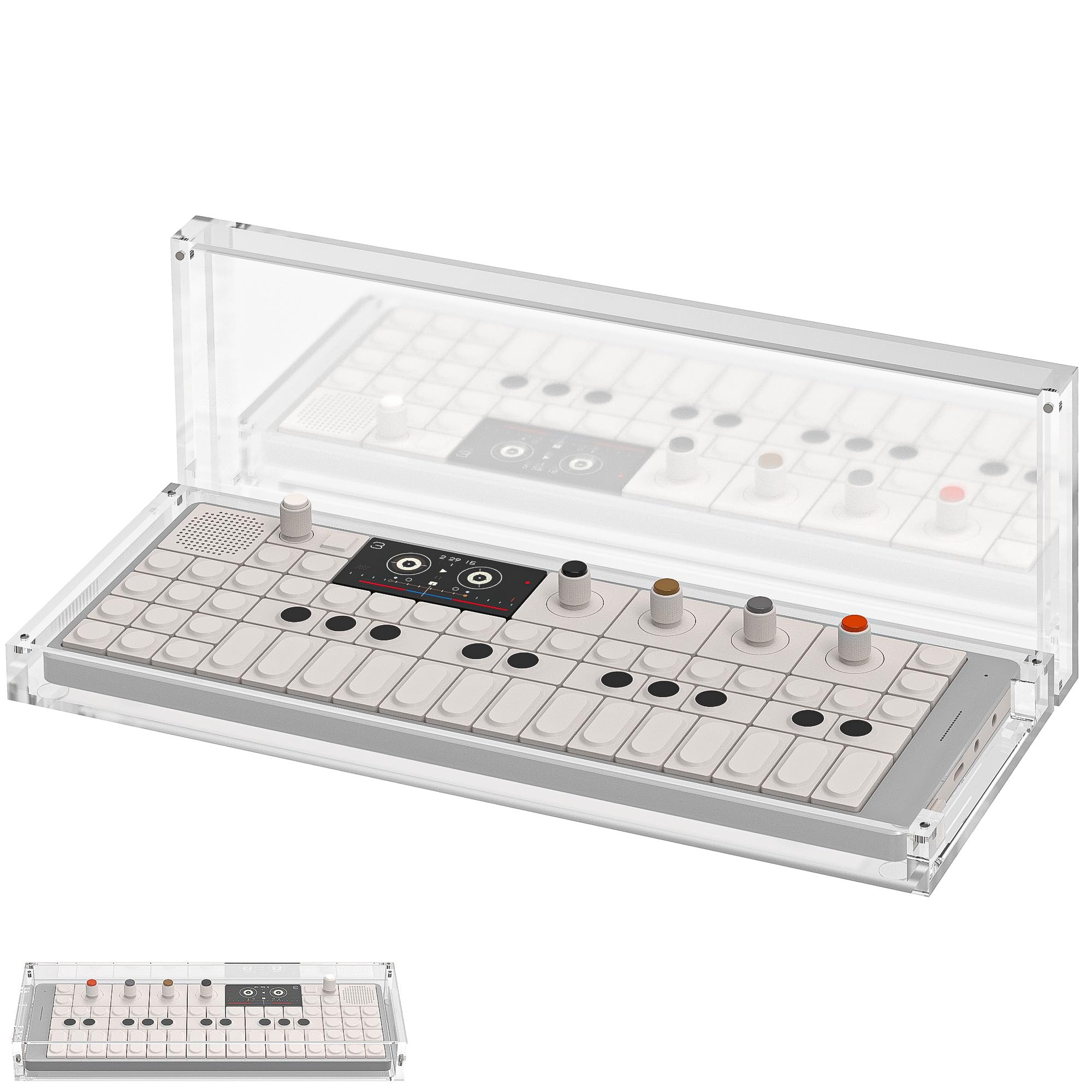 Geekria Synthesizer Clear Acrylic Case Protector, Magnetic Closing Dust Cover