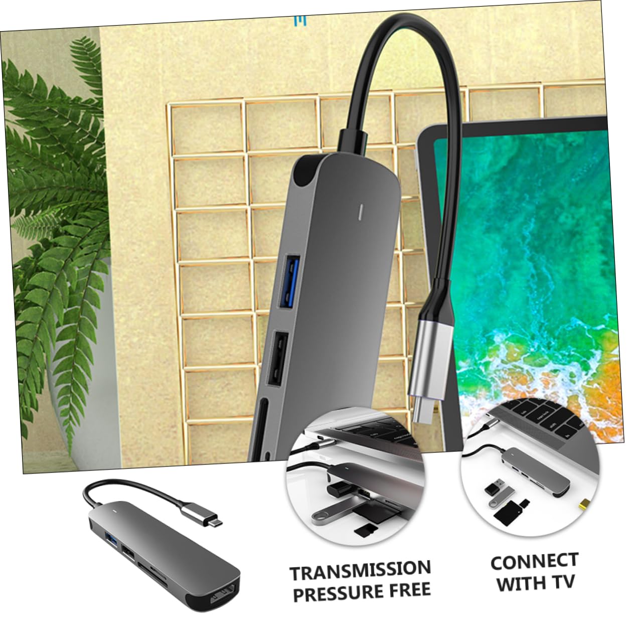 OSALADI Aluminum Alloy Usb Hub Dock Station Per Computer e Smartphone Hub Multifunzionale Type Usb Adattatore Per Monitor e Schede Compatibile Laptop e Tablet