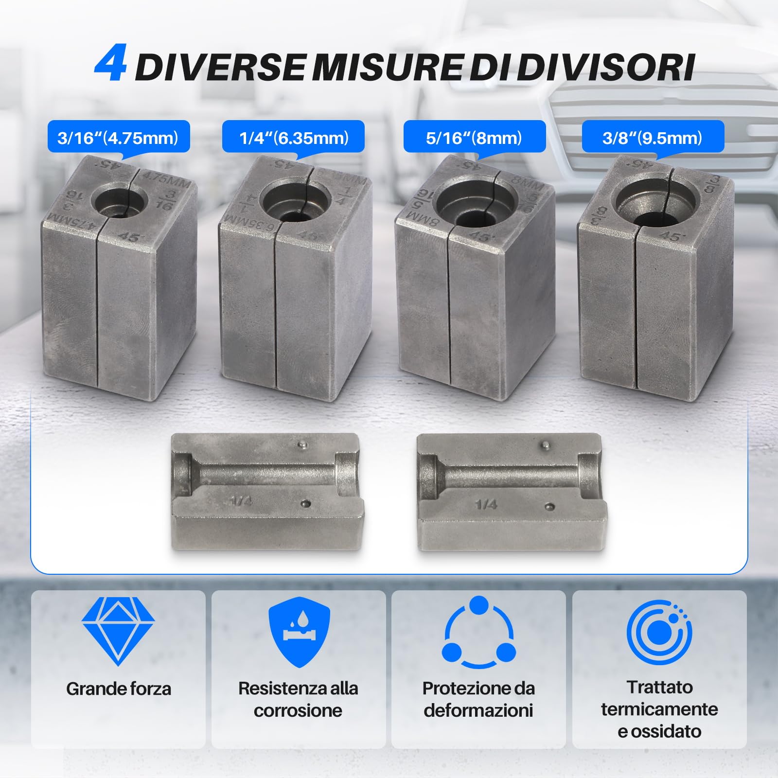 KAISAL Kit Svasatura Tubi Freno 45 Gradi Utensile Svasare Tubi Ø 4,75-9,5mm Semplice Bolla Doppia