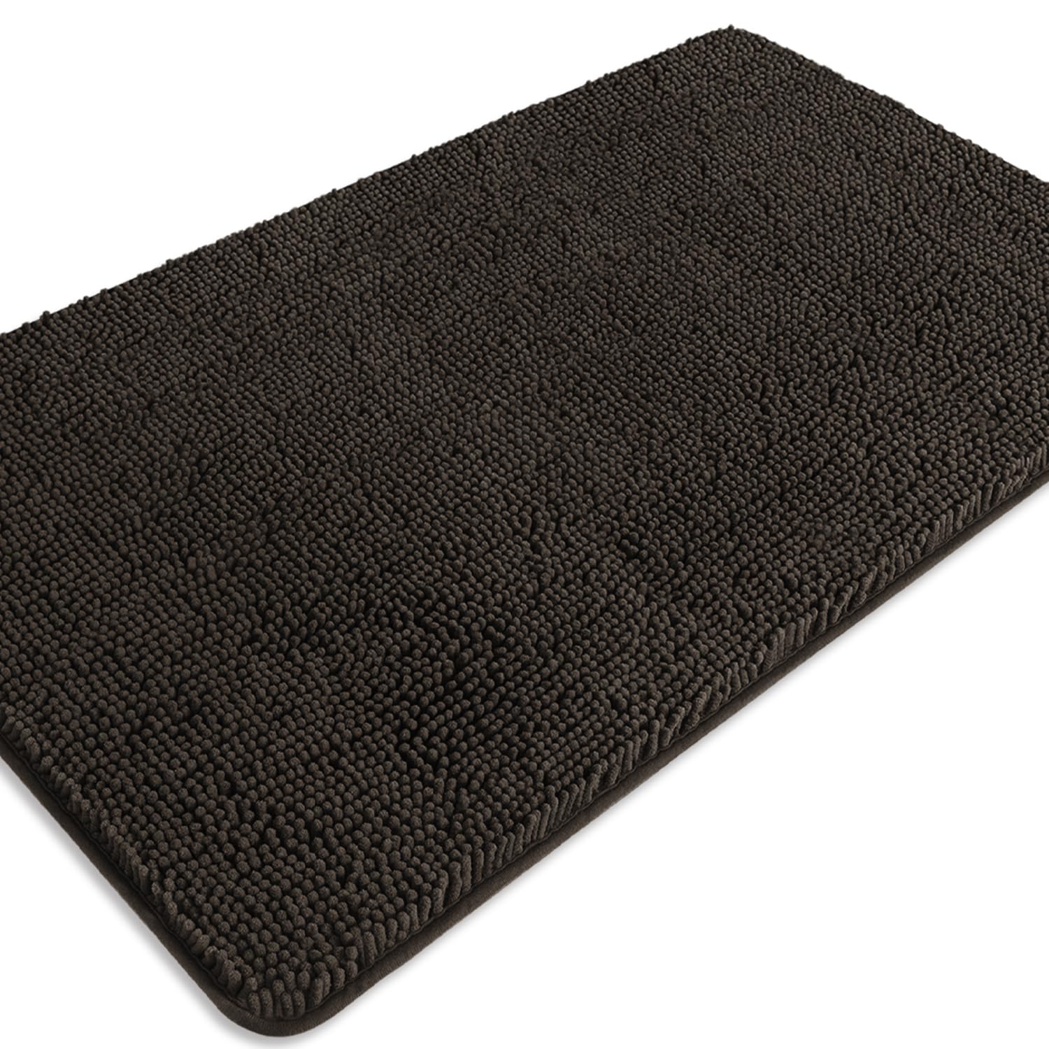 PureSwan Chocolate Brown Bathroom Rugs – Absorbent and Washable Bath Mat, Non-Slip, Thick Soft Chenille Bath Rugs for Bathroom Floor, Shower, Sink - 26" x 44"