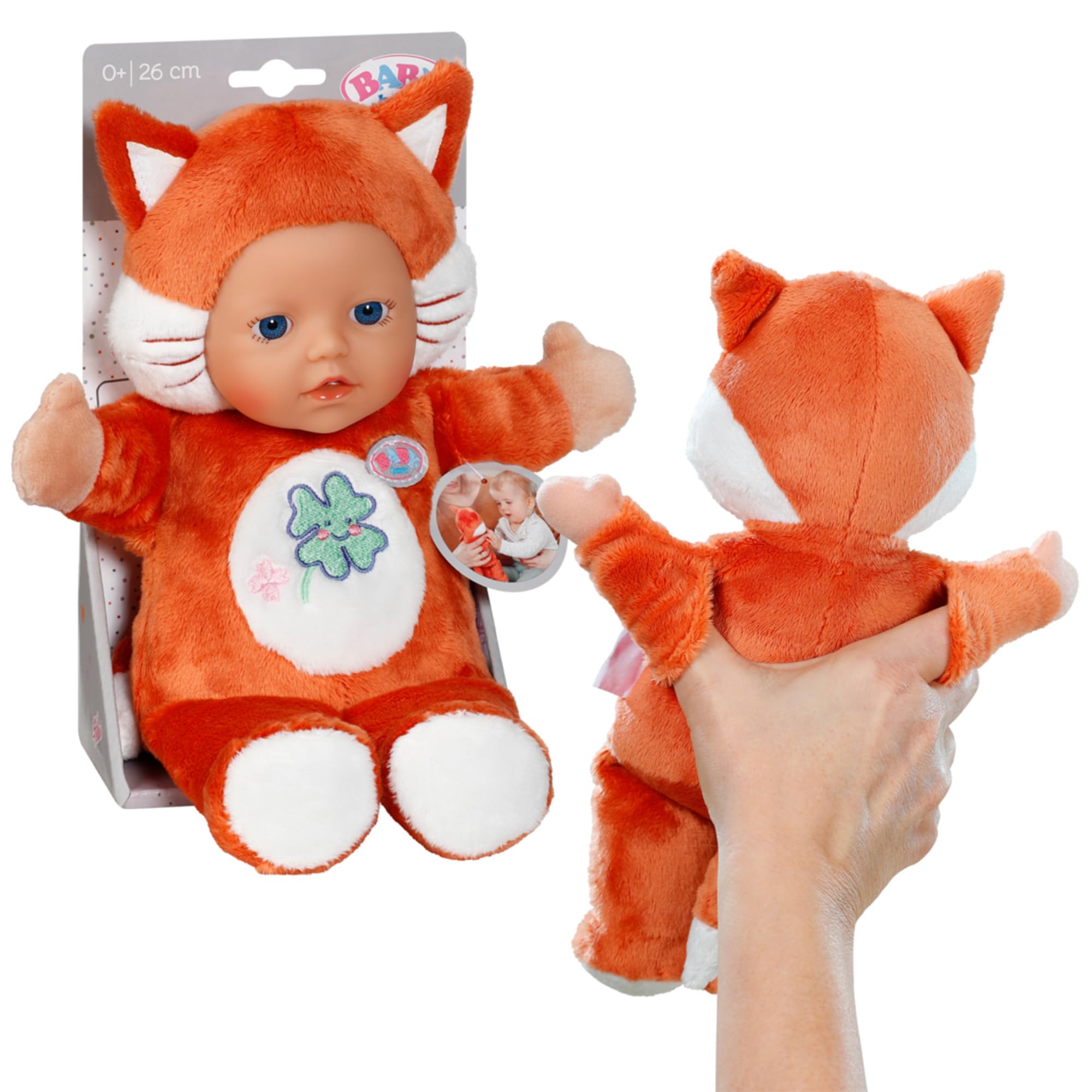 BABY Born for Babies Fuchs 26cm, weiche 26 cm Puppe mit Öhrchen und Fingertaschen, für Neugeborene, 836606 Zapf Creation