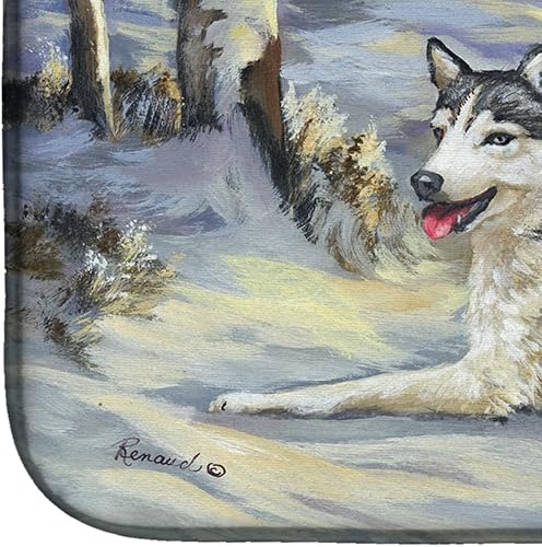 Miniatura 4 de Caroline's Treasures PPP3274DDM Absorbent Dish Drying Mat for Kitchen Counter Siberian Husky Winterscape Dish Drying Mat Absorbent Dish Drying Mat