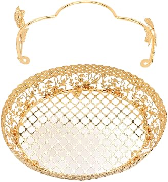 Changor Retro Decorative Glass Fruit Tray Platter Snacks Candy Party Festival Supplies, Vintage Metal Food Tray European Style Display Basket for Fruits Snacks Nuts