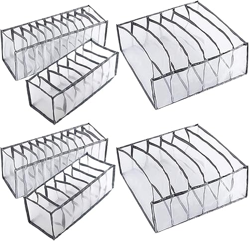 Juego de 6 piezas de organizador de cajones para ropa interior plegable divisores de ropa interior de nailon compartimentos de almacenamiento ajuste