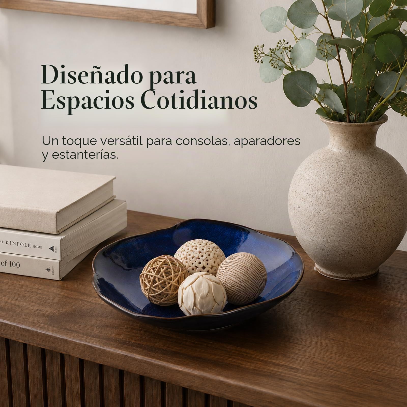 Cuenco decorativo de cerámica azul, plato pequeño de 10.4 pulgadas, frutero, plato de caramelos, cuenco para llaves para mesa de entrada, plato de joyería y anillo, plato de porcelana para cocina