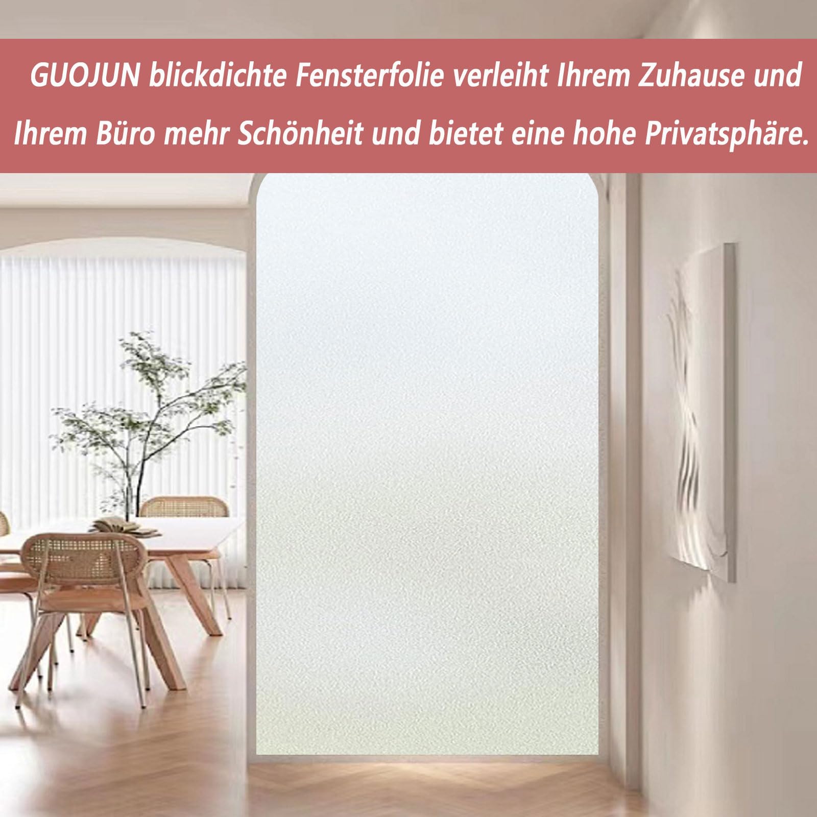 Film Fenetre Anti Regard 100 x 380 cm Opaque Protection Anti Regard et UV Film Occultant Fenêtre, Fenetre pour Bureau Chambre Cuisine, Mat Pur
