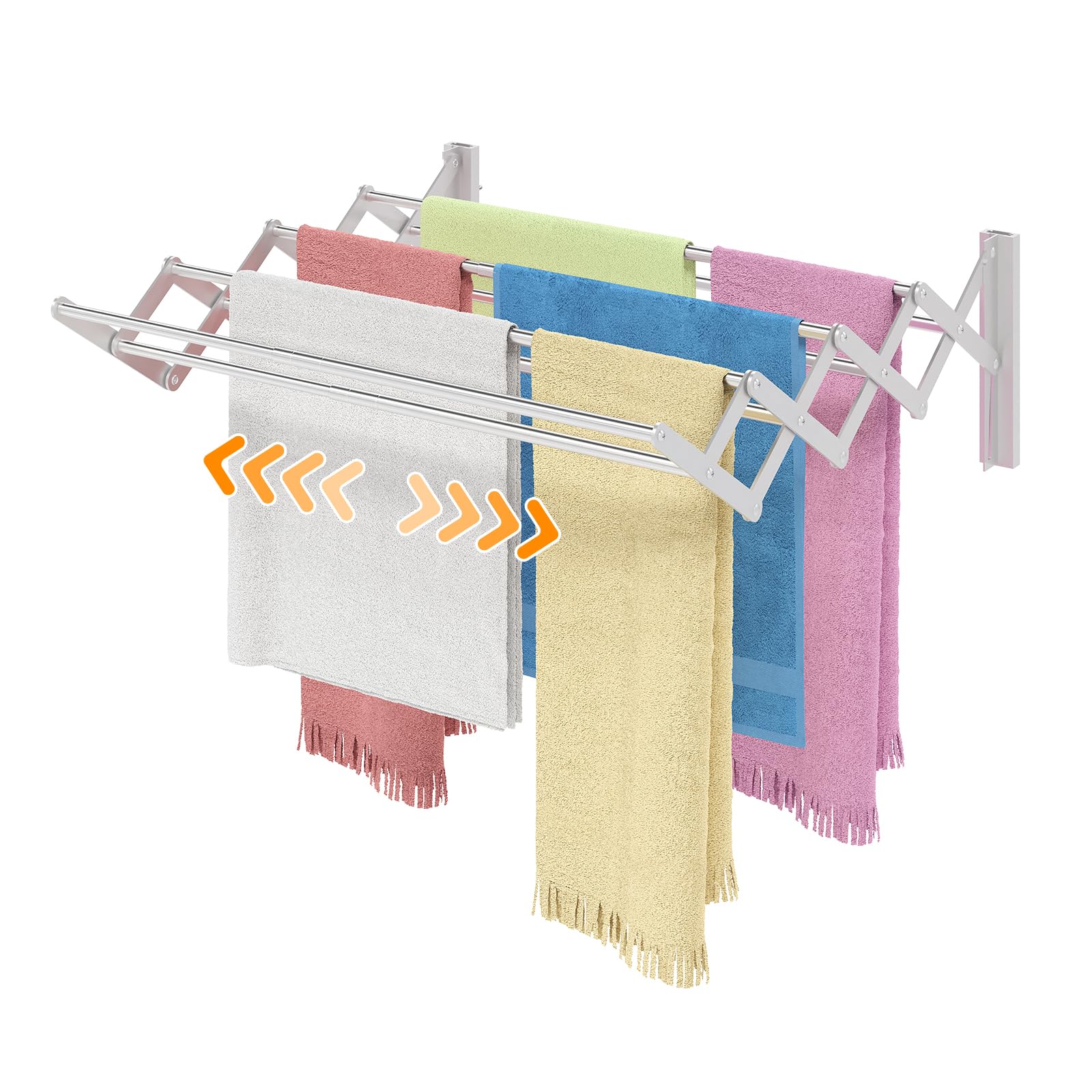 X-cosrack Wall Mounted Clothes Drying Rack, Wide Large Rustproof Retractable Laundry Drying Rack, 8 Bar Space-Saving Aluminium Alloys Clothing Hanger Drying Racks forLaundry