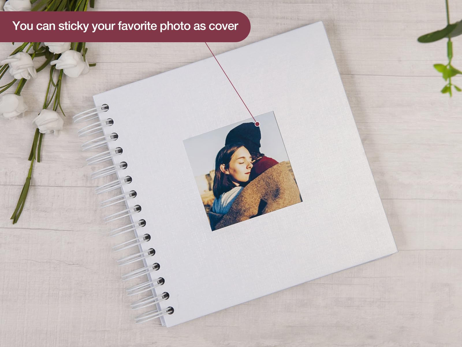 8 x 8 Inch DIY Scrapbook Photo Album Hardcover Kraft Blank White Page Wedding and Anniversary Family Photo Album (White, 8 Inch) - Image 2