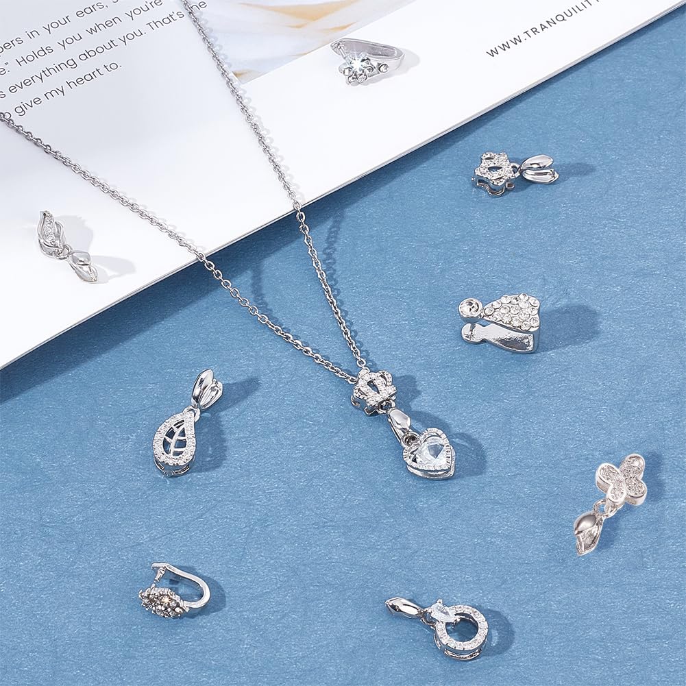 SUPERFINDINGS - Lot De 8 Fermoirs Rabattables Laiton Micro Pavé Zircone Cubique, Ovale Élégant Doré Et Argenté, Pour Bijoux Faits Main Et Réparations