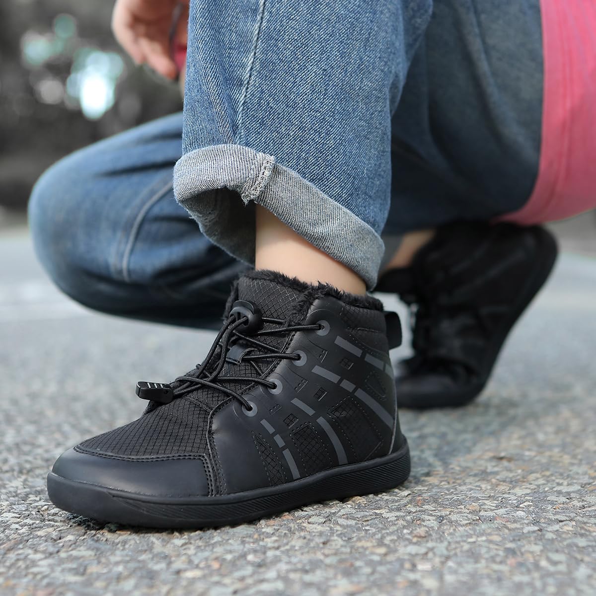 Invierno Barefoot Botas de Nieve Niños Niña Cómodas Cálidos Impermeable Antideslizante con Forradas Exterior Trekking Zapatos para Caminar, EU28-38