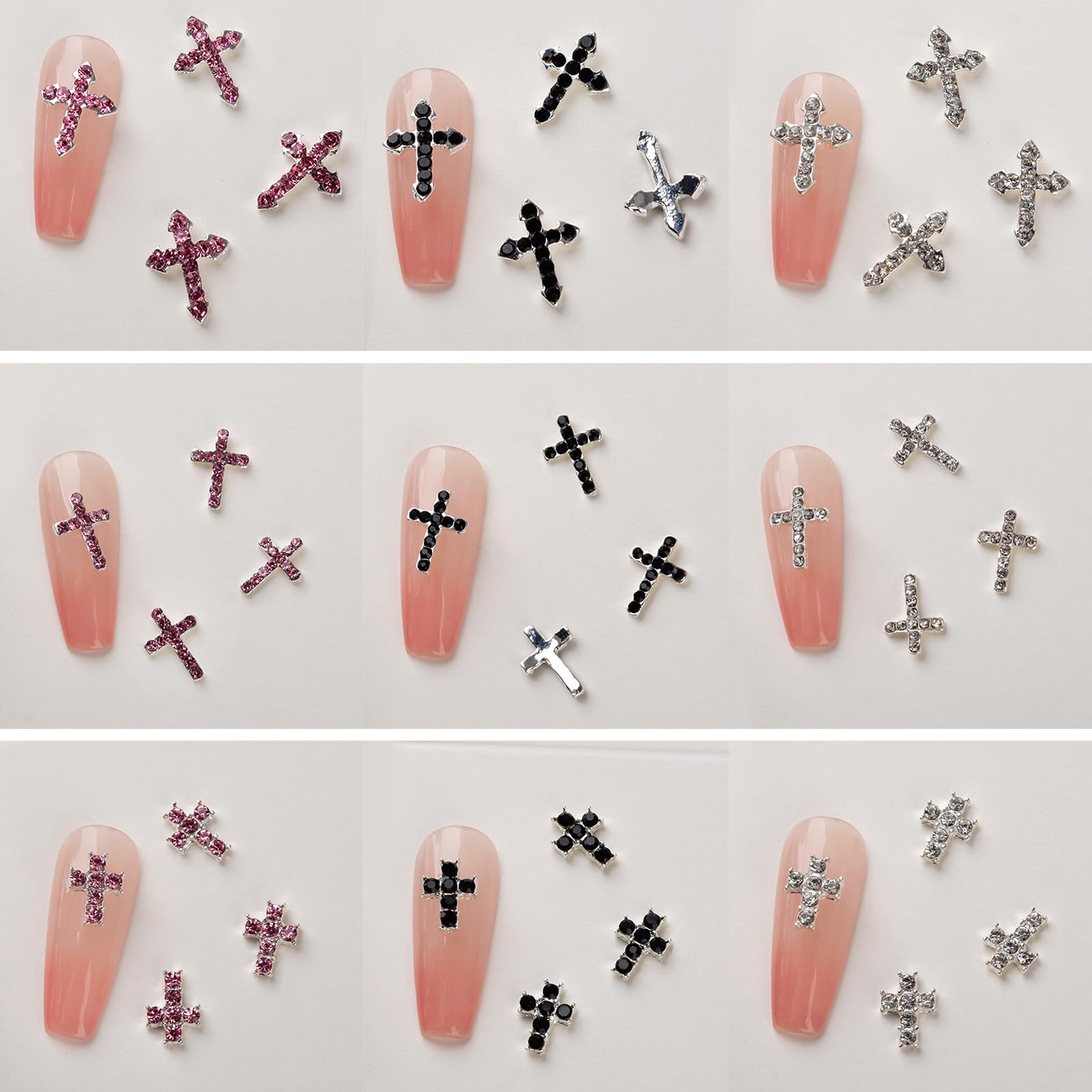 Roellgs Vintage-Nagelcharms – 60 Stück 3D-Metalldekorationen, Silber, Für DIY-Nagelkunst & Basteln
