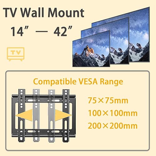 Miniatura 4 de Prldpo Soporte de pared para TV de 26 a 63 pulgadas, ajuste universal para televisores LED LCD OLED de pantalla plana, VESA máxima, 15.748 x 15.748