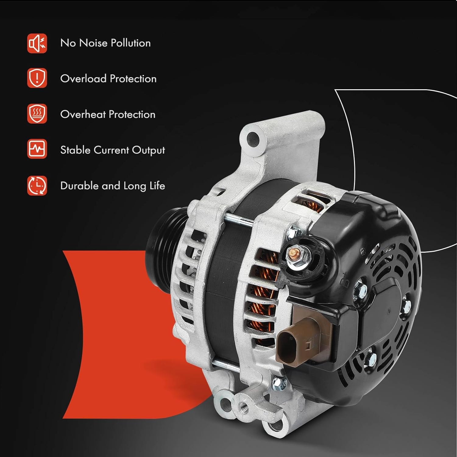 A-Premium Alternator Compatible with Toyota Camry 2018-2023 2.5L, RAV4 2019-2022 2.5L, Corolla 2019-2022 2.0L, Avalon 2021 2.5L, 12V 100A 6-Groove Decoupler Pulley Clockwise, Replace# 27060-25010