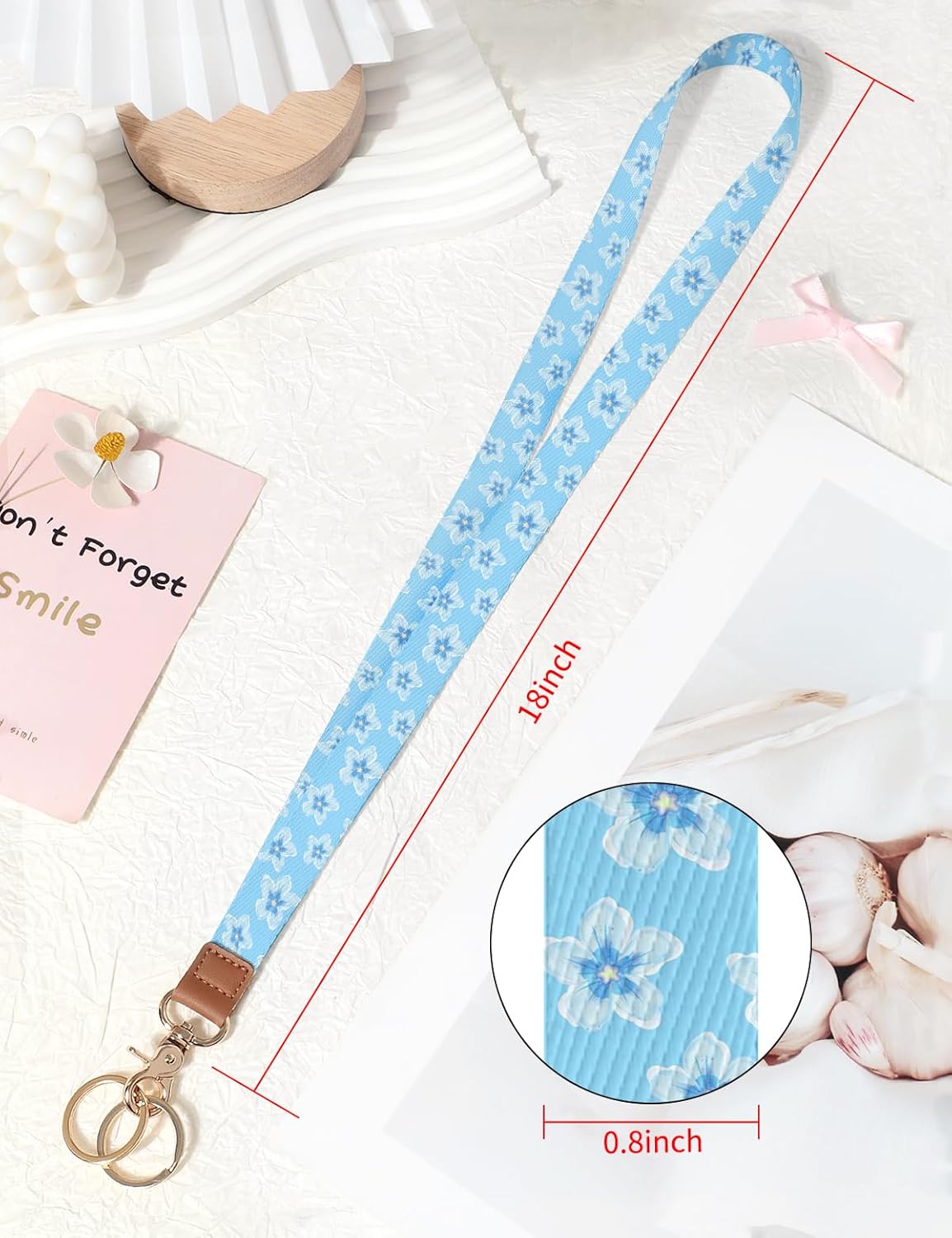 Lanyards for ID Badges, Cute Lanyard for Keys with Metal Hook Long Neck Keychain Strap for Women - Image 3