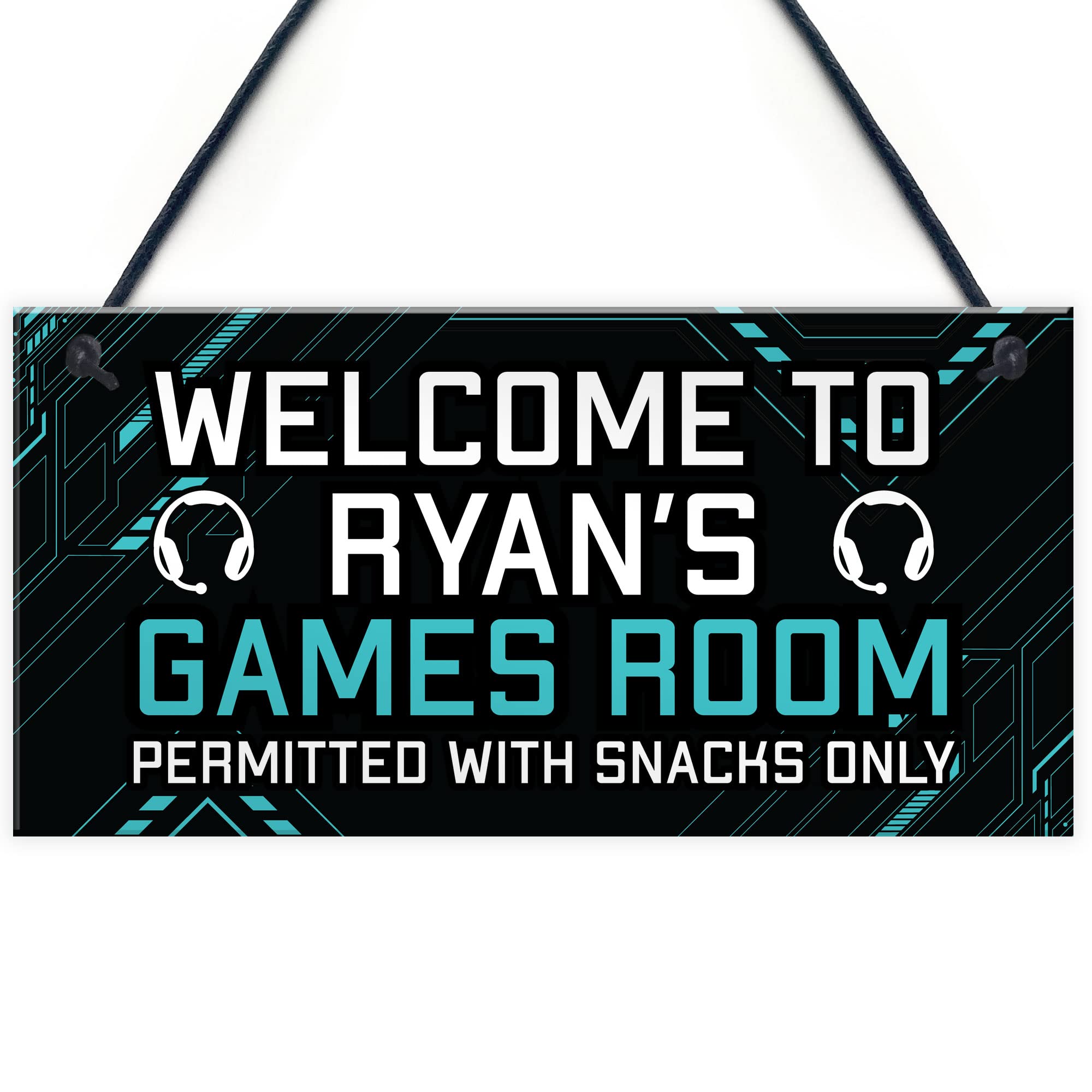 Welcome Sign GAMES ROOM Sign Man Cave Bedroom Door Sign Son Brother Gift