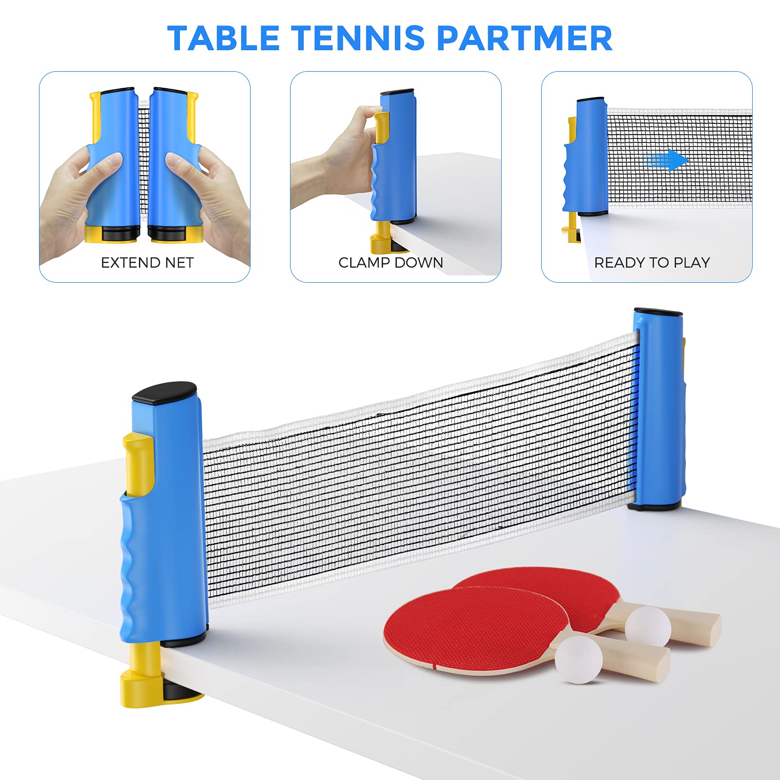 Set di Racchette da Ping Pong Professionali - 2 Racchette, 6 Palline Retrattili Con Sacca di Stoccaggio