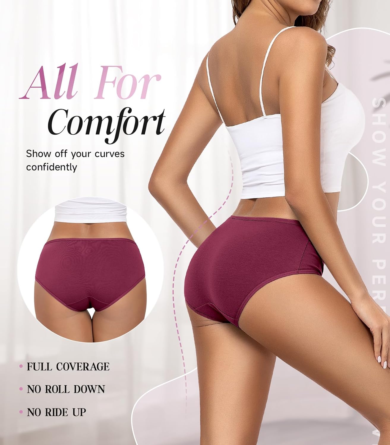 TANSTC Womens Underwear Low Rise Cotton Hipster Panties Soft Stretch Briefs Breathable Ladies Underpants 6 Pack - Image 3