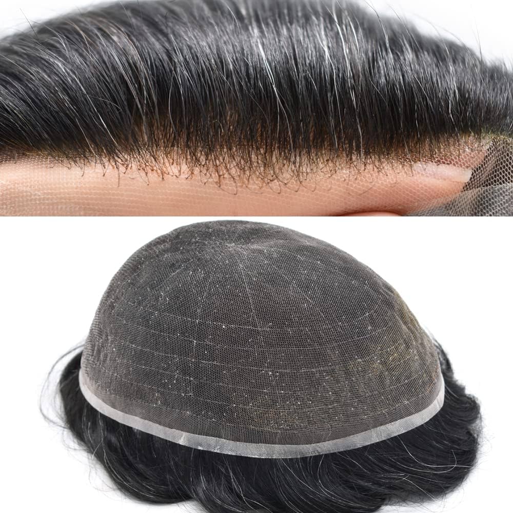 Top Wig Mesh Options for a Natural Hairline 8 Amazon.com : LYRICAL HAIR Hair Piece For Men Full French Lace Mens Toupee  Wavy All Lace Human Hair Replacement Systems Bleached Knots Soft Swiss lace  Wig Hair Systems 7X9-120% density#1B10 Off Black+10%