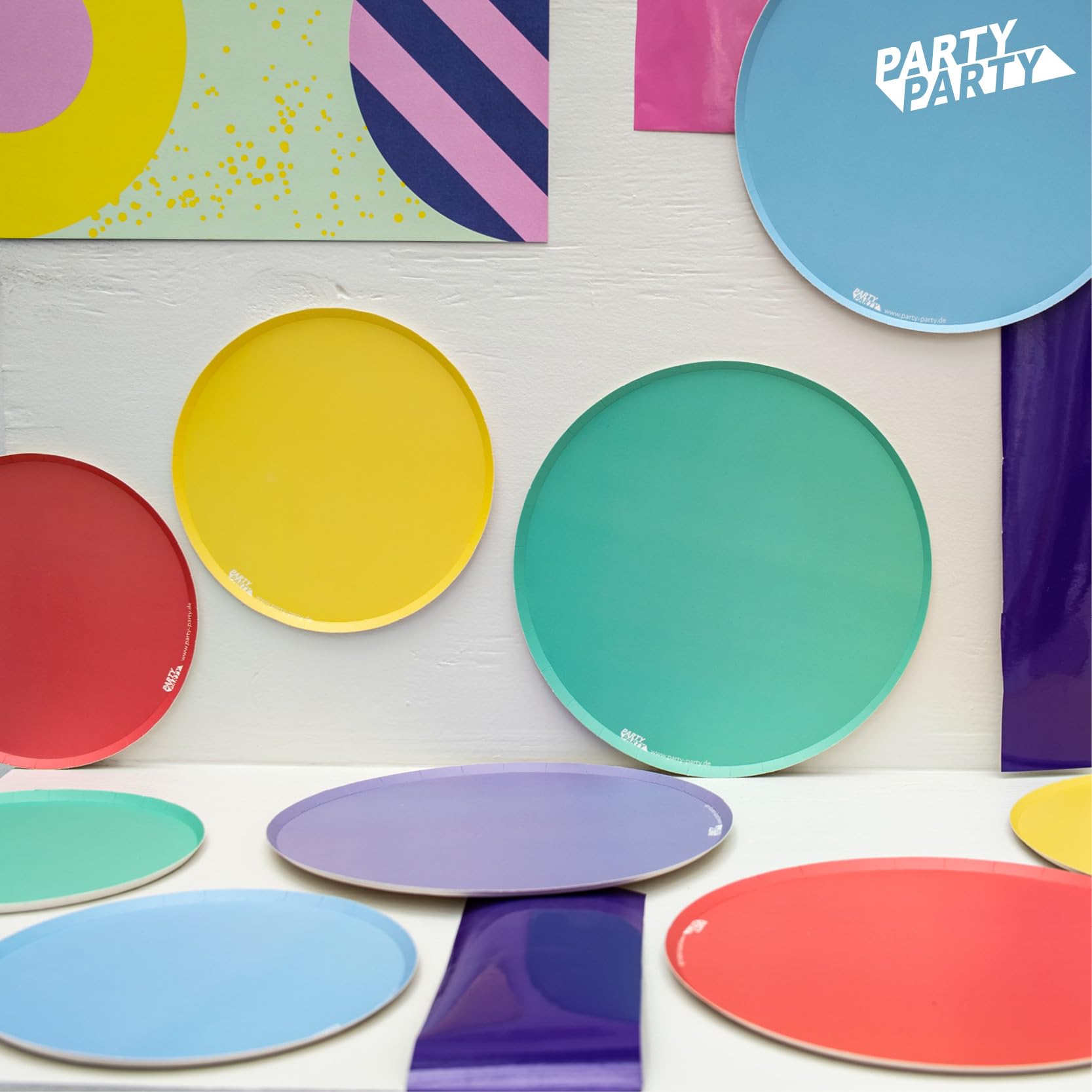 40 Pappteller Bunt – 18 Cm, 5 Farben (Gelb, Rot, Blau, Grün, Rosa) Für Gartenparty, Geburtstag & Grillen