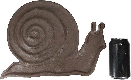 Miniatura 3 de Ebros Gift Molusco de hierro fundido rústico con detalles de vida silvestre texturizados, caracol para jardín, escalón de 14 pulgadas de ancho,