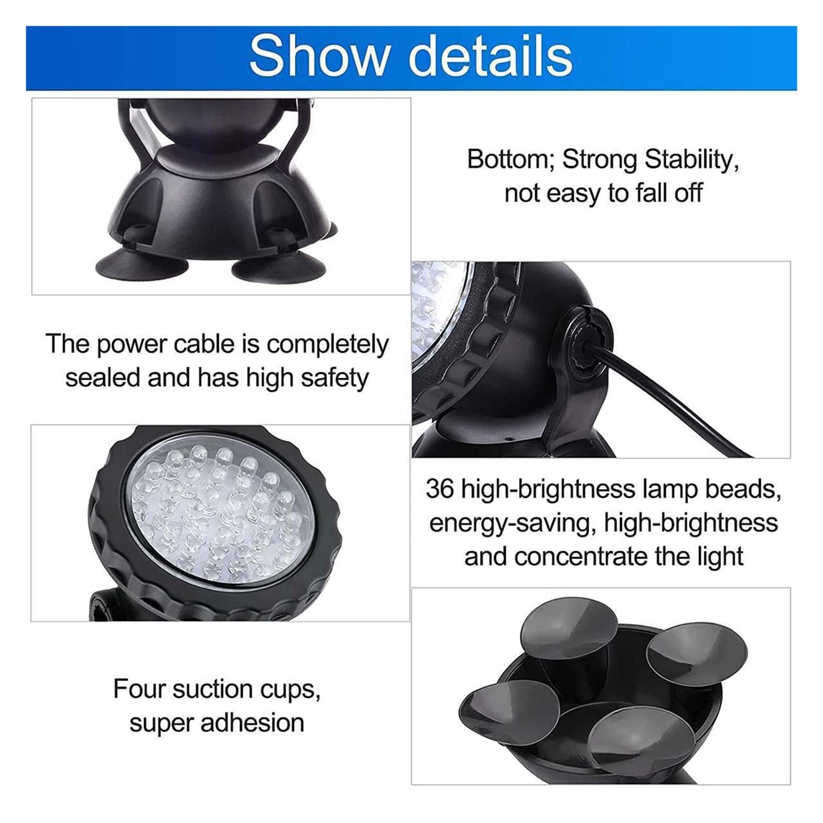 Luces de Piscina Luces subacuáticas LED RGB IP68, lámpara Impermeable for Acuario, Foco de Paisaje for Piscina, Tanque, Fuente, Estanque, jardín de Agua (Color : 1 Set 4 lignt)