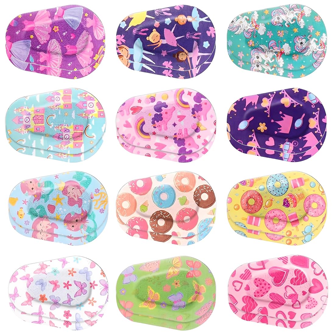 24 Pezzi Bende Oculari per Bambini,Benda Occhio Pigro Bambini,Benda Adesiva Sull'Occhio per Bambini Benda Adesiva in Cotone per Bloccare la Luce Estiva per Bambini(12 Stili/Coloré)