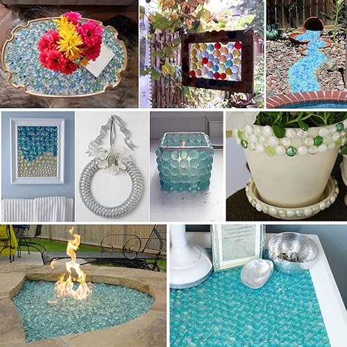 Miniatura 5 de Gemas de vidrio negro de 2 libras para rellenos de jarrones, piedras de acuario, pecera, hoguera, mosaicos artesanales, dispersos de mesa de fiesta,