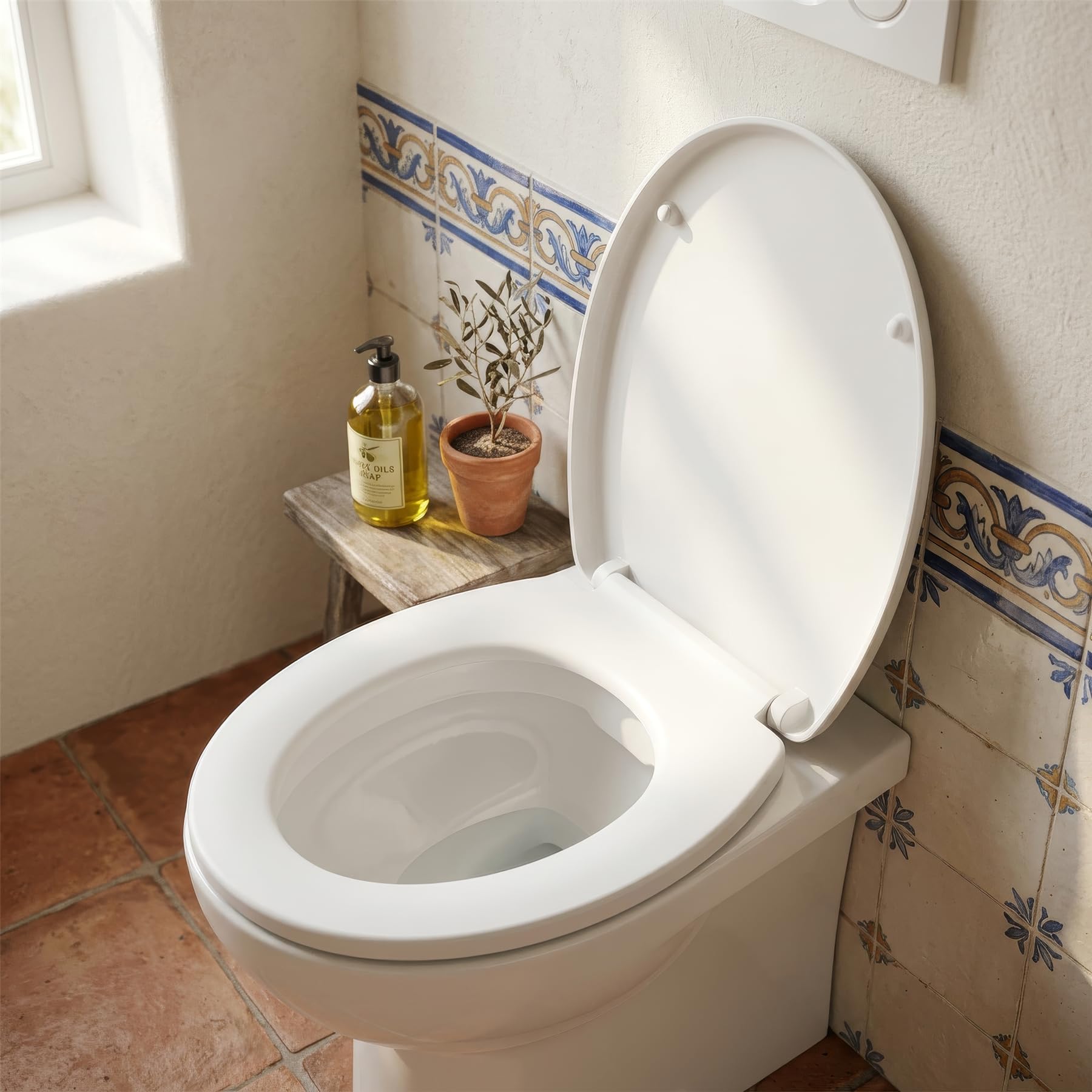 Harbour Housewares Toilettensitz mit Soft-Close für ovale Toiletten - Weiß - Antibakterielle ovale WC-Abdeckung, verstellbare Scharniere, abnehmbarer Toilettensitz mit Soft-Close und Befestigungen