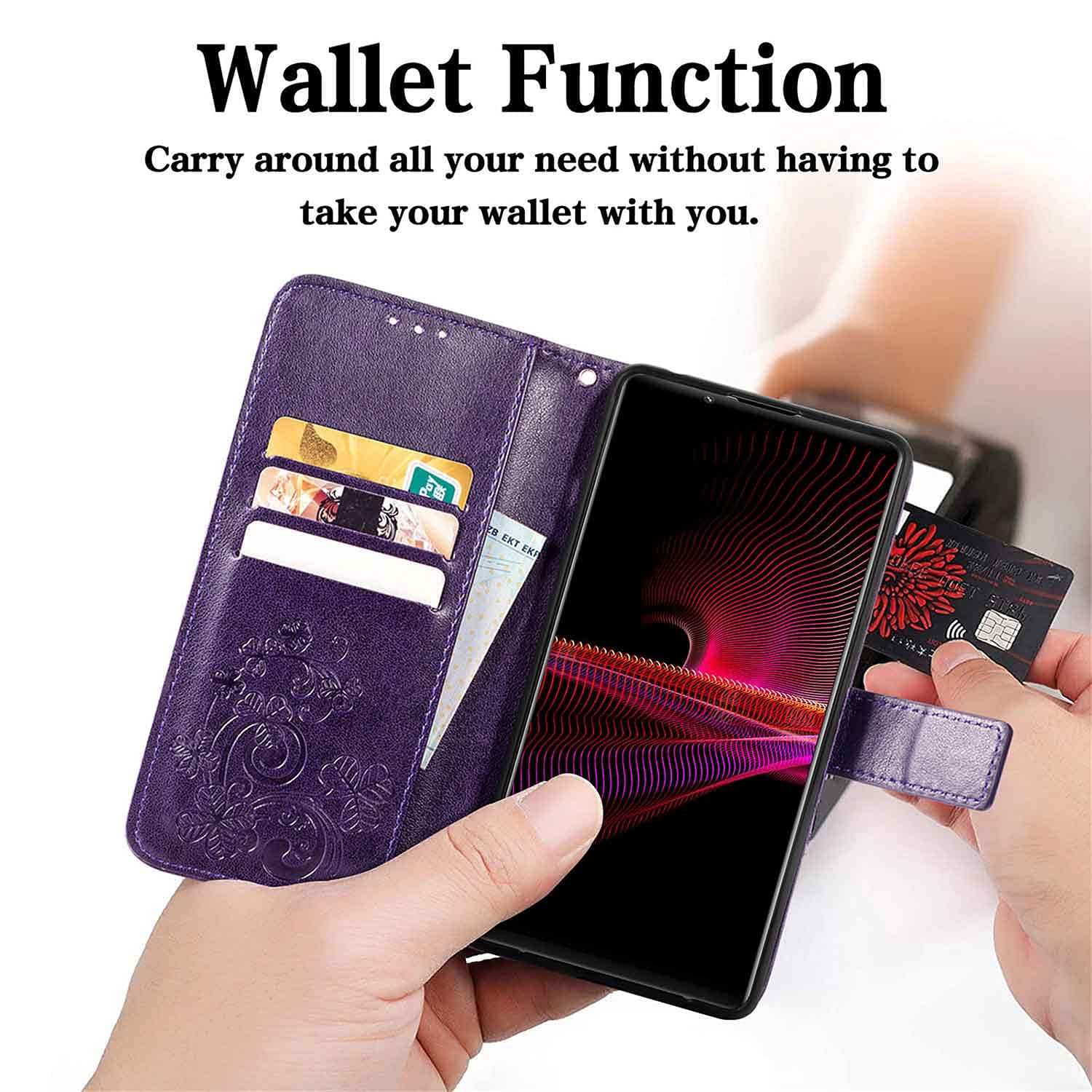 Per ZTE Blade V70 Design Smile Rilievo Rfid Pelle Telefono Case