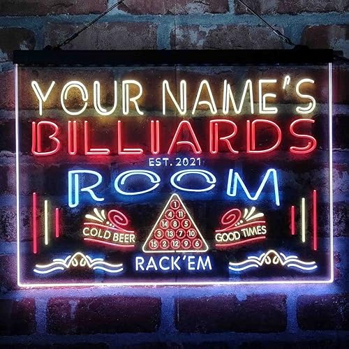Miniatura 9 de ADVPRO Personalized Billiards Room Tri-Color LED Neon Light Sign, a Unique 3D Engraved Art Decor  Customize Name Date Text Quote Font White & Blue &